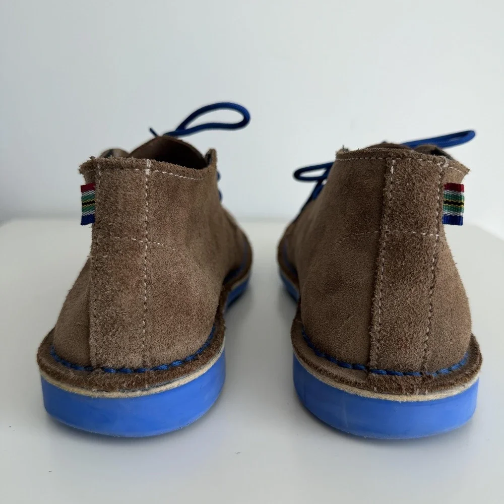 Veldskoen Boots Mens 8 Brown Suede Ankle Chukka Blue Sole Lace Up Casual Boots